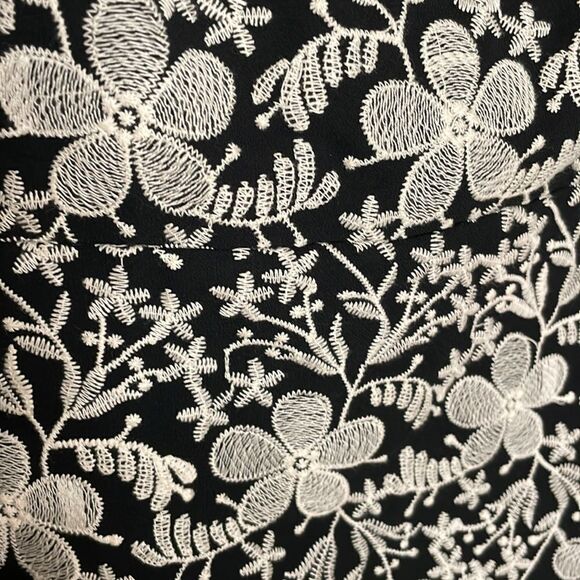 EUC Eva Franco at Anthropologie Black & Off-White Floral Embroidery Dress - Picture 5 of 8